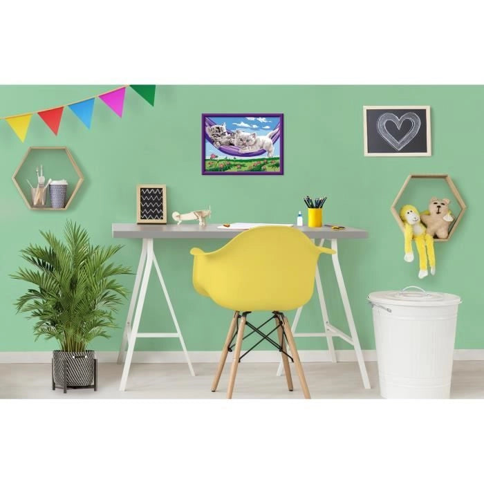 CreArt Kids 18x24cm Gattini nell'amaca, Kit di pittura con i numeri, età 9+, 25828, Ravensburger