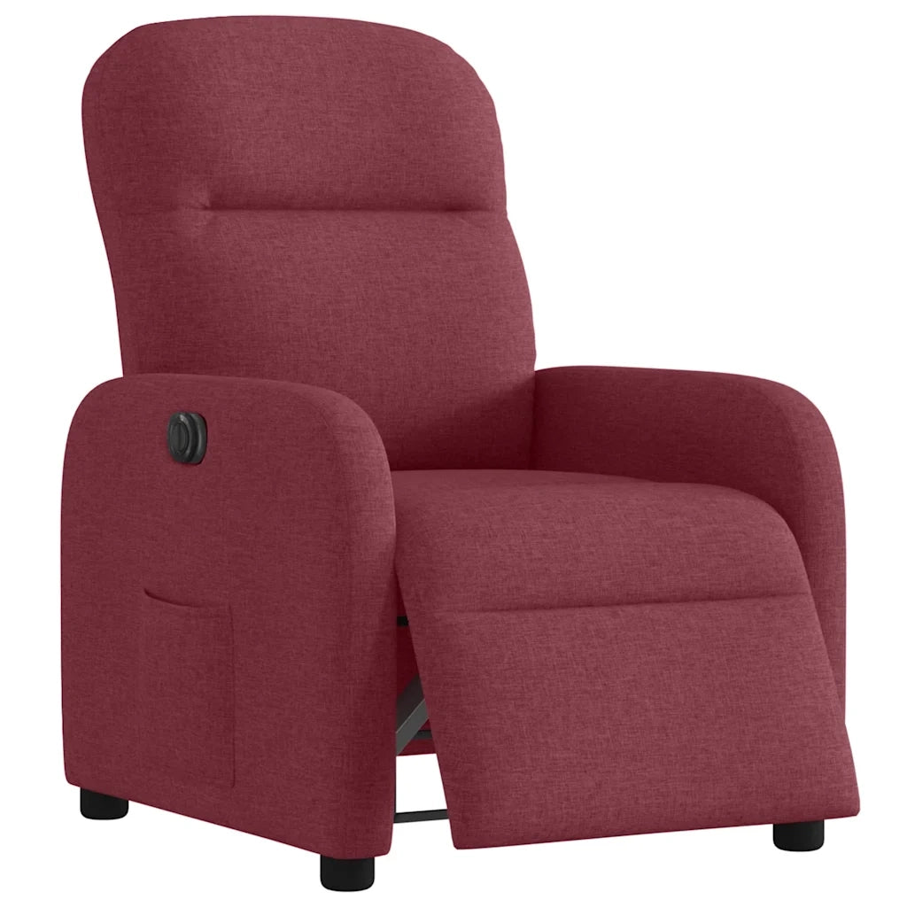 Poltrona | Sedia Relax Elettrica Reclinabile Rosso Vino in Tessuto