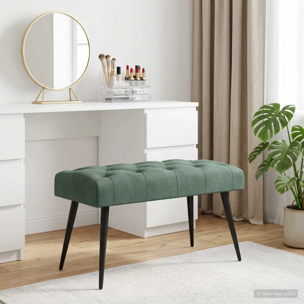 Panchina con bottoni imbottiti Verde Mare 80 x 40 x 46 cm 42038568