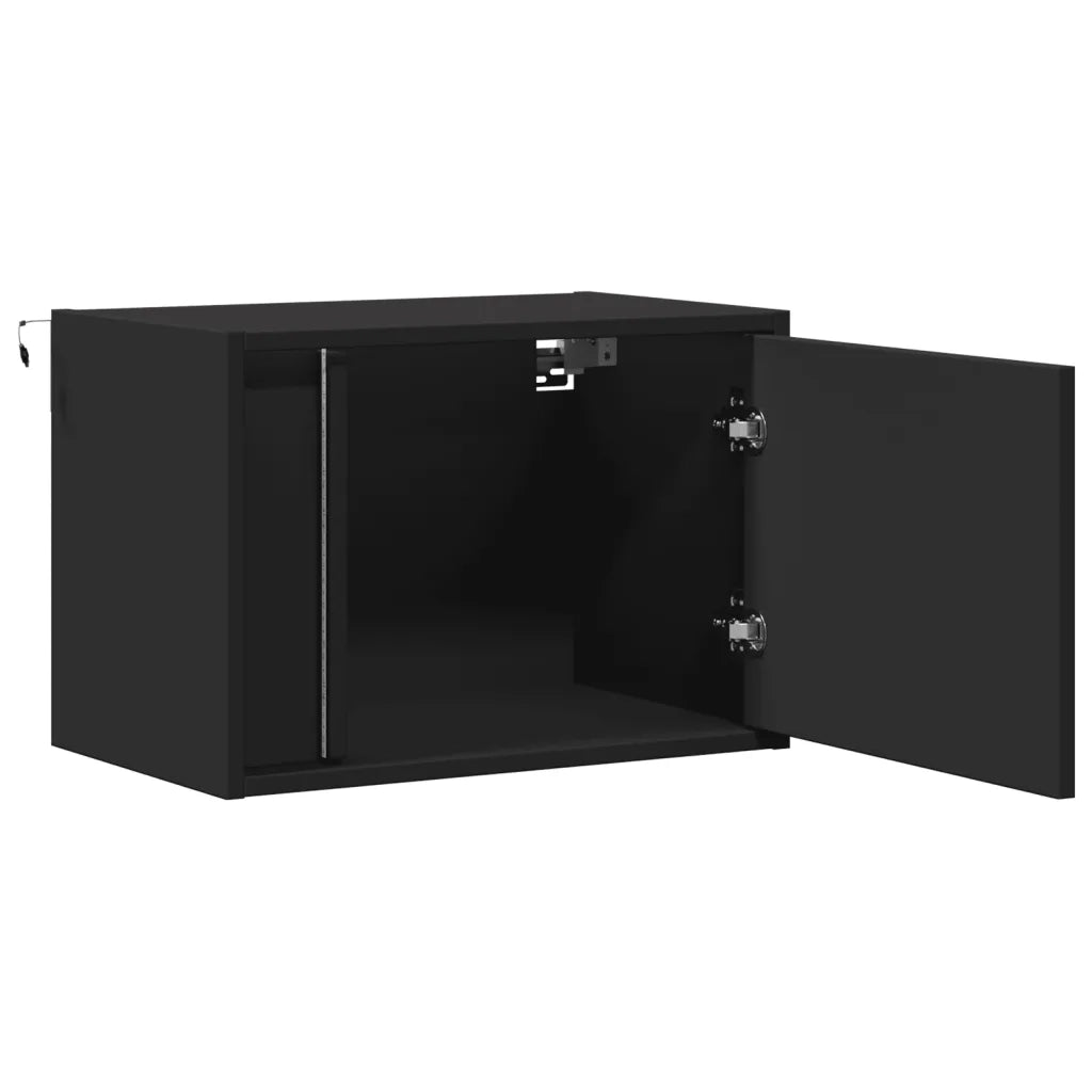 vidaXL Comodini a Parete con Luci LED 2 pz Neri