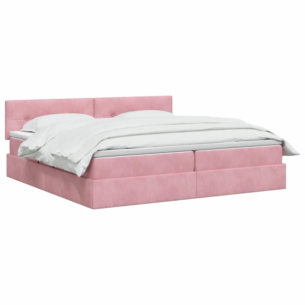 Letto con Contenitore con testiera Rosa 200 x 200 cm Velluto 3458834