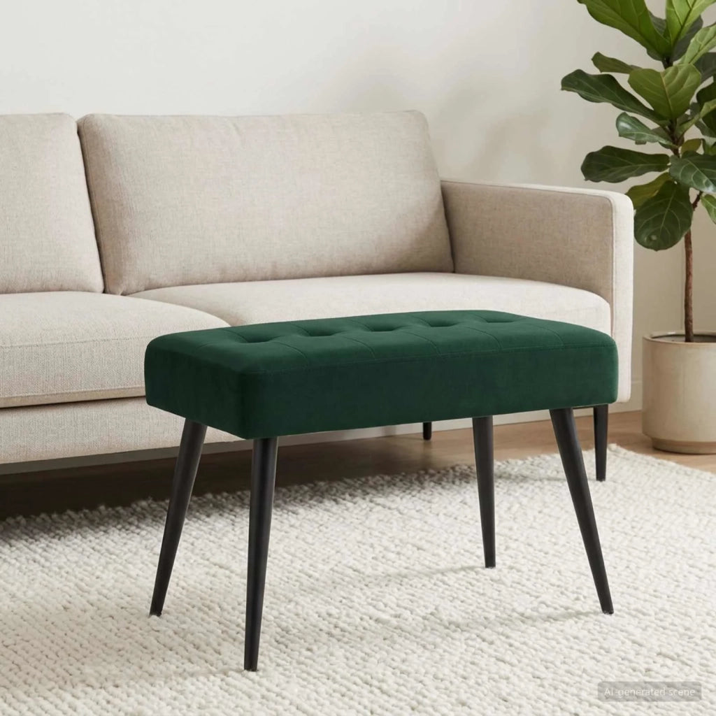 Panchina con bottoni imbottiti Verde Scuro 60 x 40 x 45 cm 42038503