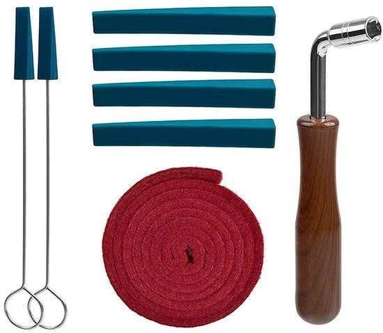 Set di maniglie per pianoforte, set di maniglie per pianoforte professionale, comprensivo di chiave di maniglia, martello, maniglia, set di valvole, set di fissaggi per uso DIY (8 pezzi per confezione)
