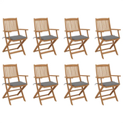 Sedie da Giardino Pieghevoli 8 pz con Cuscini Massello Acacia cod mxl 24040