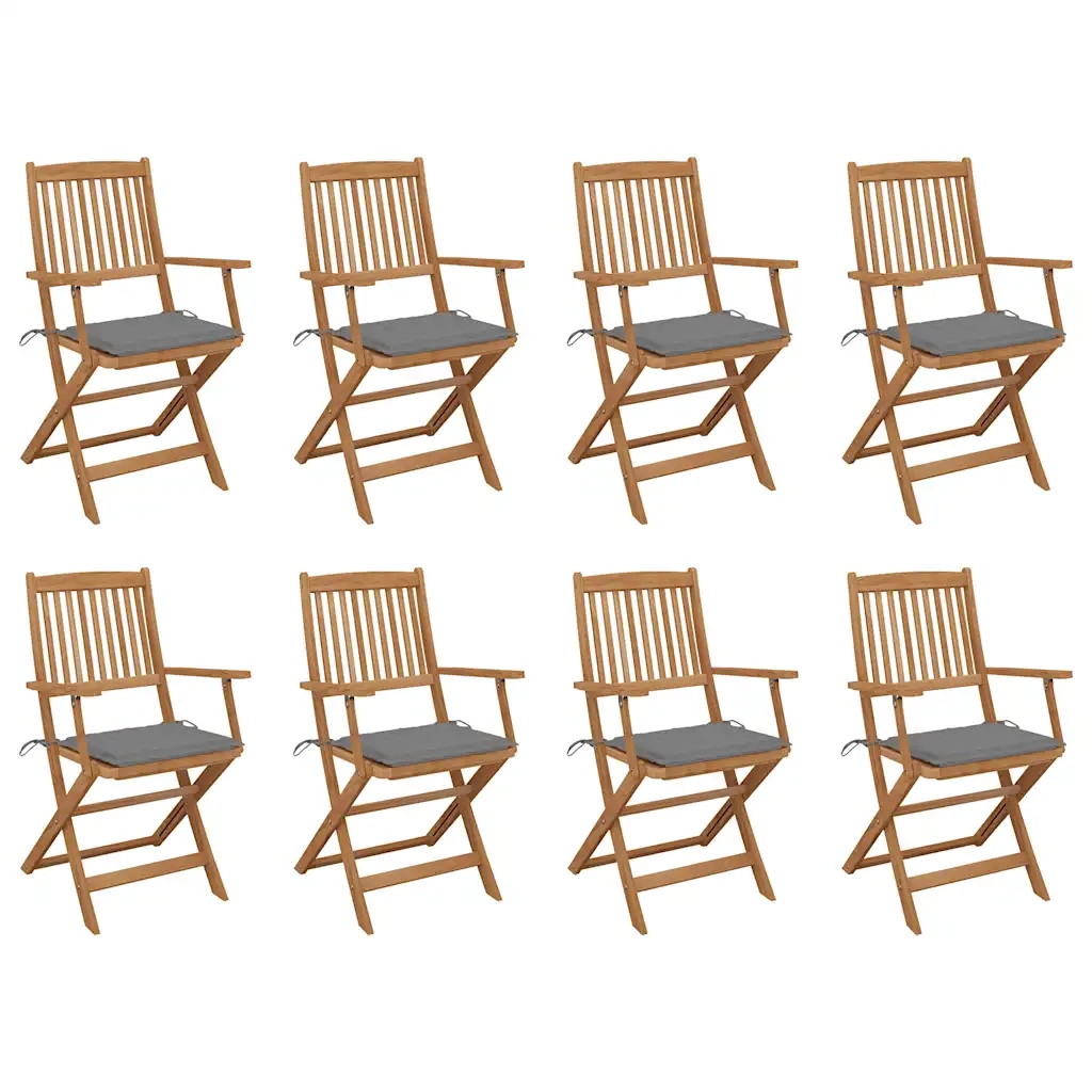 Sedie da Giardino Pieghevoli 8 pz con Cuscini Massello Acacia cod mxl 24040