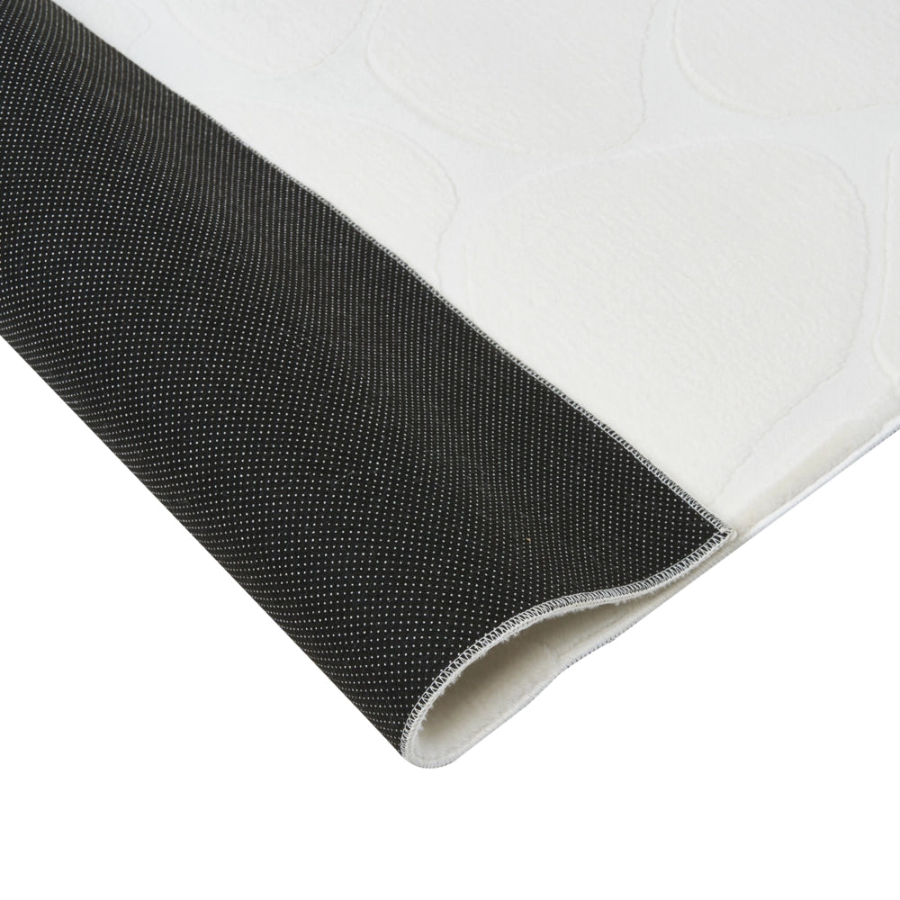 Tappeto decorativo rettangolare in jacquard 80 x 300 cm, bianco sporco design elegante