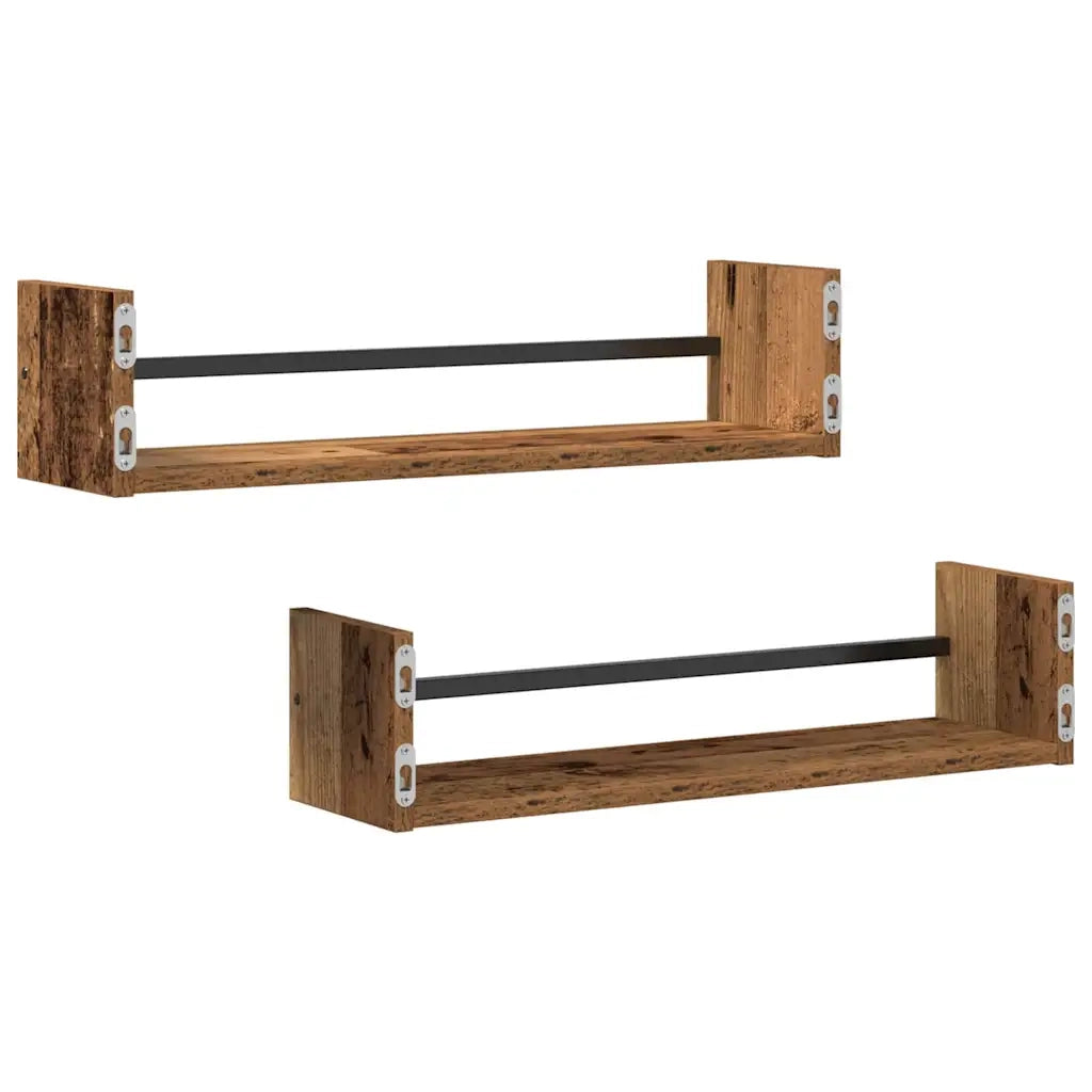 Scaffale da parete 2 pcs Legno vecchio 60 x 16 x 14 cm 869082