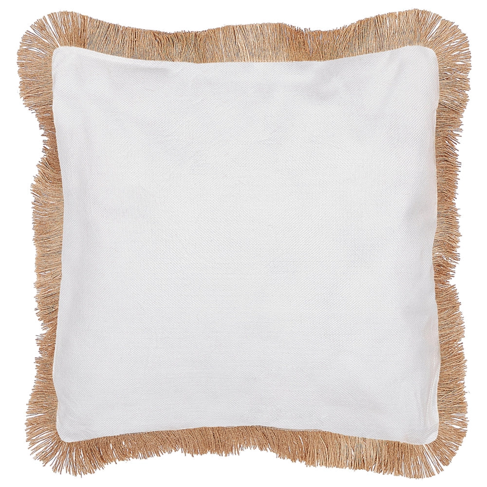 Set di 2 cuscini in poliestere beige e nero con nappe 45 x 45 cm camera da letto soggiorno