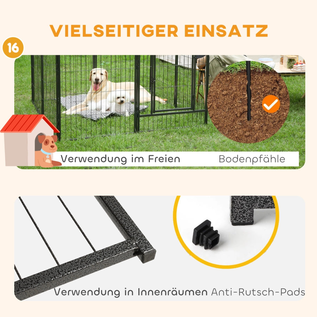 Recinto per cani con 16 pannelli e telo protettivo ¨C zephmum ¨C grigio 60 cm