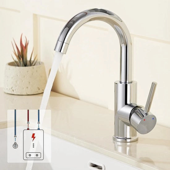 Kraan a bassa pressione per cucina/bagno, 360° girevole con 3 connessioni per boiler, adattatori da bagno in ottone lucidato.