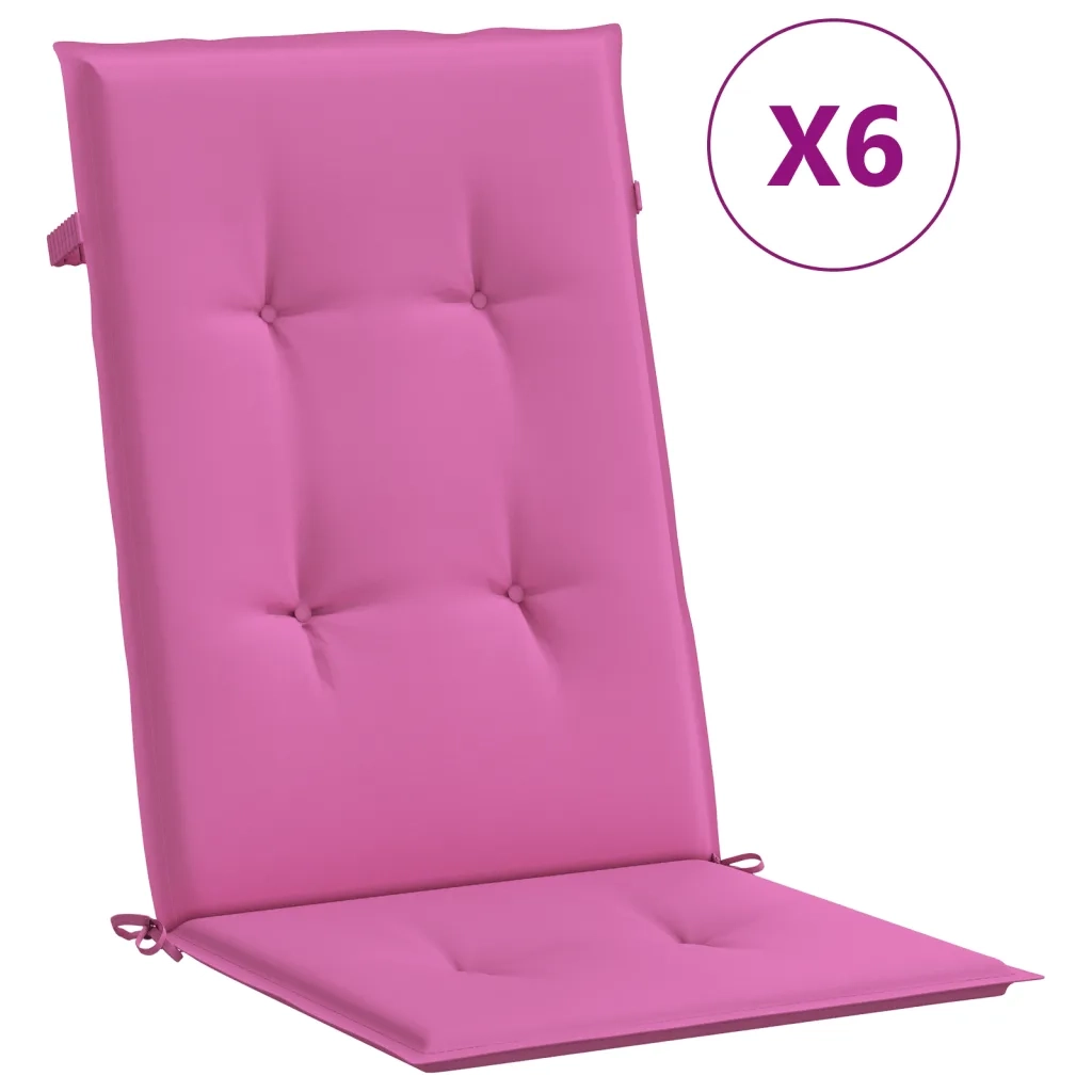 Cuscini per Sedia con Schienale Alto 6pz Rosa in Tessuto 361270