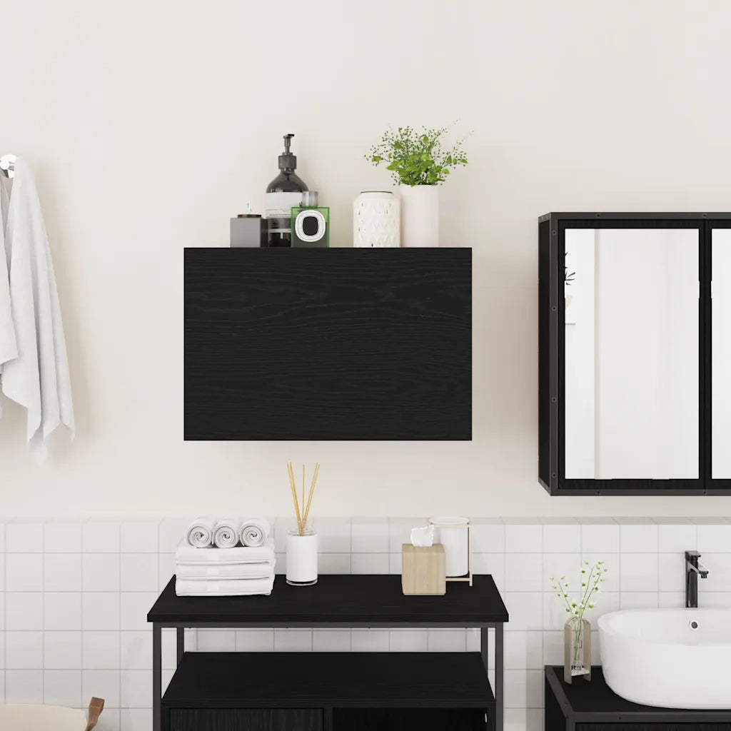 Mobile da Bagno | Armadio da bagno a Parete Nero 60x25x40 cm in Legno Multistrato
