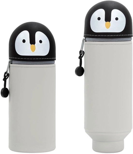 Etui per bambini, grande capacità, etui di silicone morbido e retrattile per ragazzi e ragazze, borsa di velluto per scuola, ufficio, pinguino kawaii