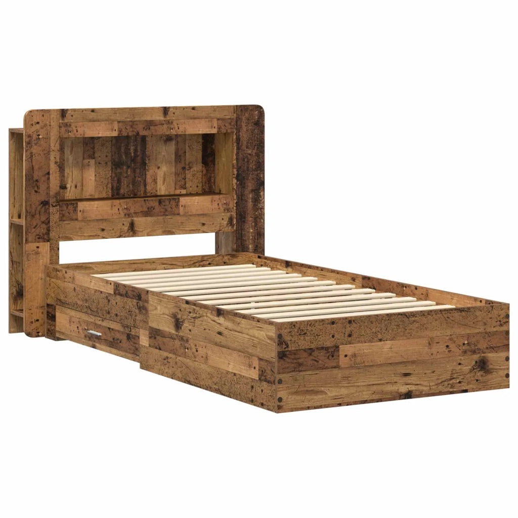 Telaio del letto con storage Legno antico 100 x 200 cm