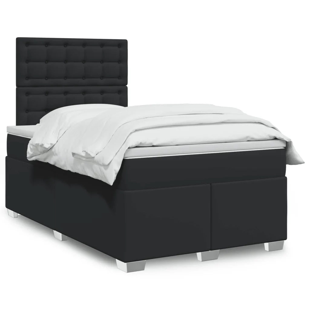 Giroletto a Molle con Materasso Nero 120x200 cm in Similpelle
