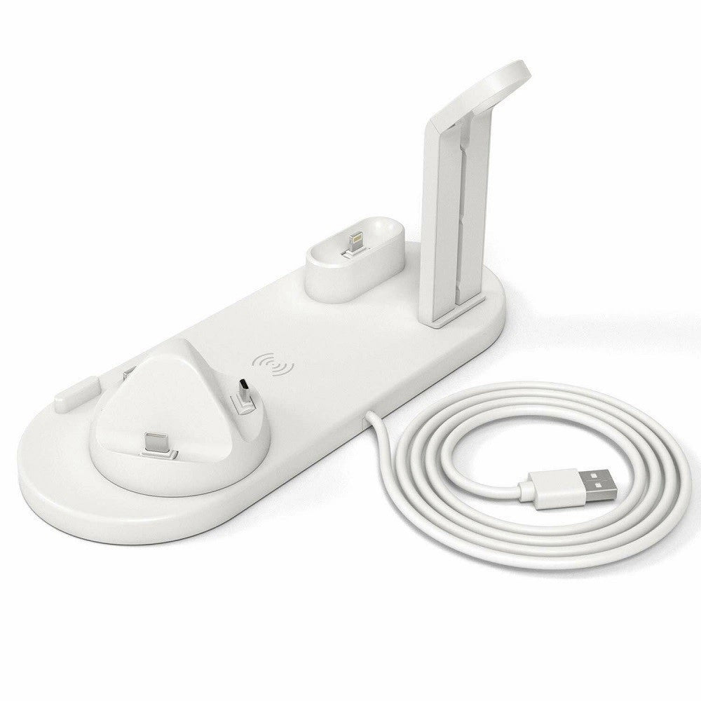 Trade Shop - Stazione Ricarica Wireless 4 In 1 Qi Air Pods Iphone Compatibile Micro Usb Type C -