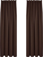 Gordini oscuranti con bandolo pieghevole, pronto all'uso, tenda oscura termica per camera da letto, 140x200 cm (L x A), cioccolato, set da 2