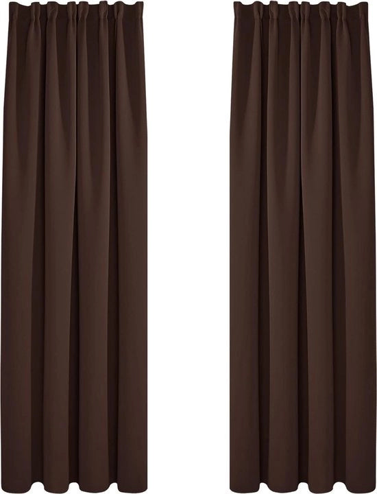 Gordini oscuranti con bandolo pieghevole, pronto all'uso, tenda oscura termica per camera da letto, 140x200 cm (L x A), cioccolato, set da 2