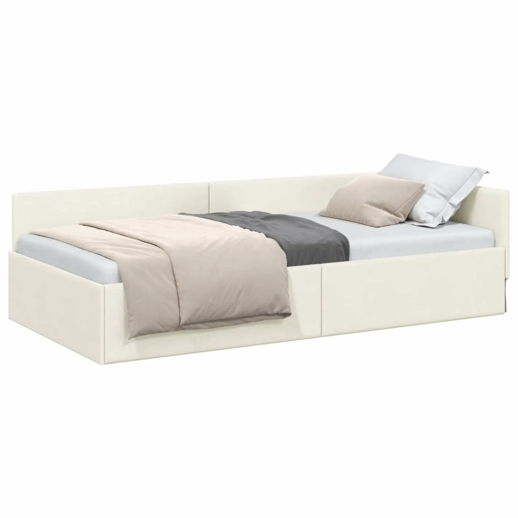Cornice del letto ad angolo Crema 100 cm x 200 cm Velluto