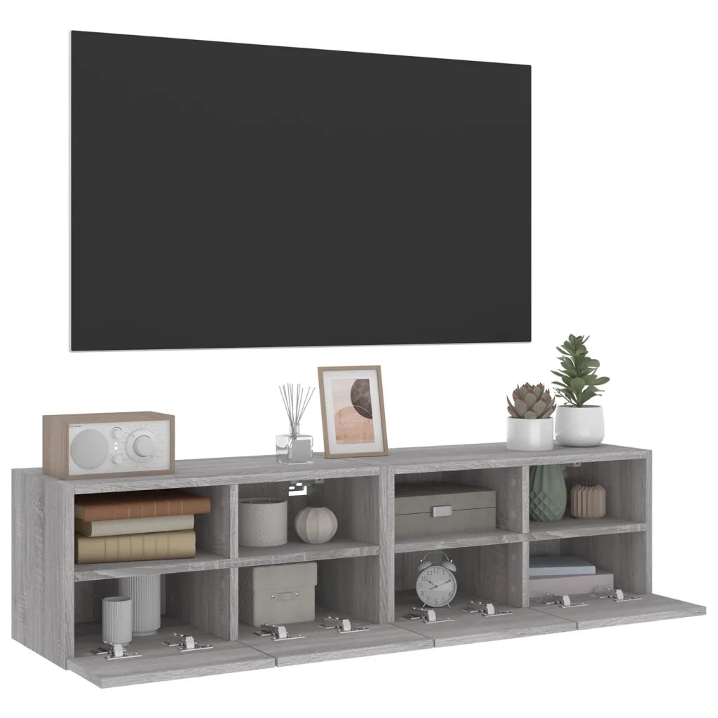 Mobili TV Muro 2pz | Armadietto TV | Mobile Porta TV Grigio Sonoma 60x30x30 cm Legno Multistrato