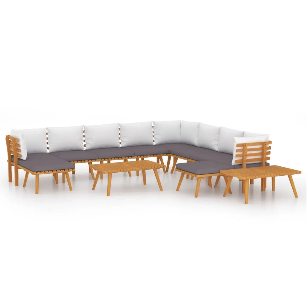 Set Divani da Giardino 12 pz con Cuscini in Massello di Acacia 3087021