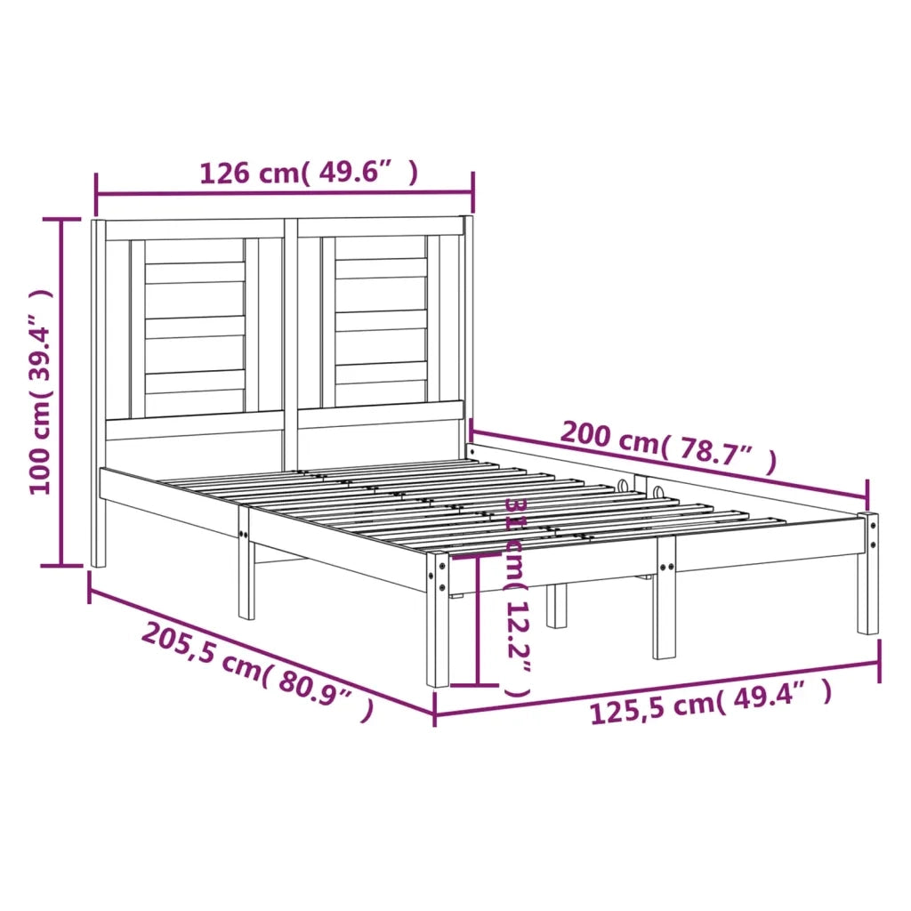Giroletto senza Materasso 120x200 cm in Legno Massello di Pino 3104343