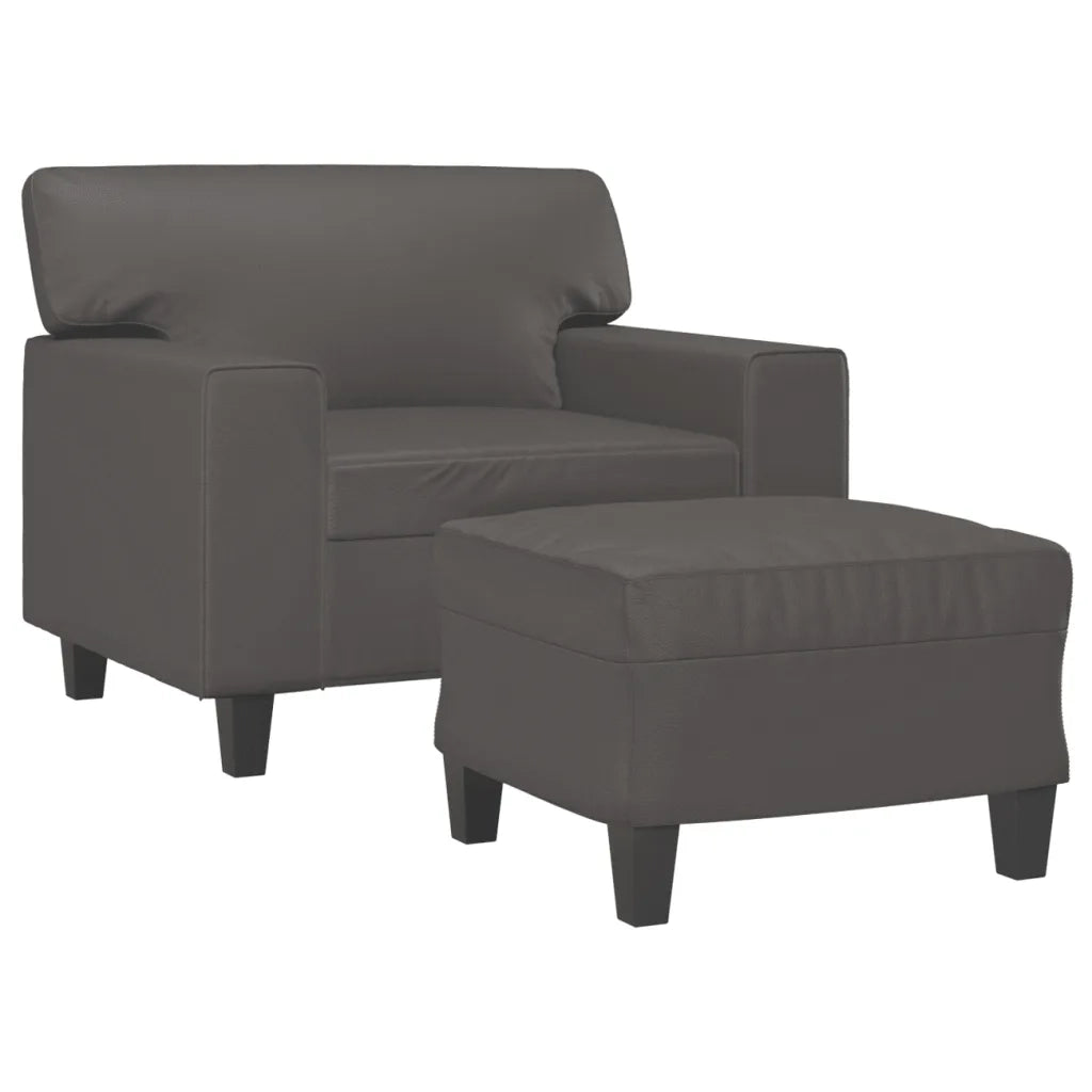 Poltrona | Sedia Relax con Poggiapiedi Grigio 60 cm in Similpelle