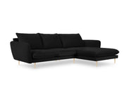 Cosmopolitan Design - Divano angolare destro "Vienna" 5 posti in velluto nero 