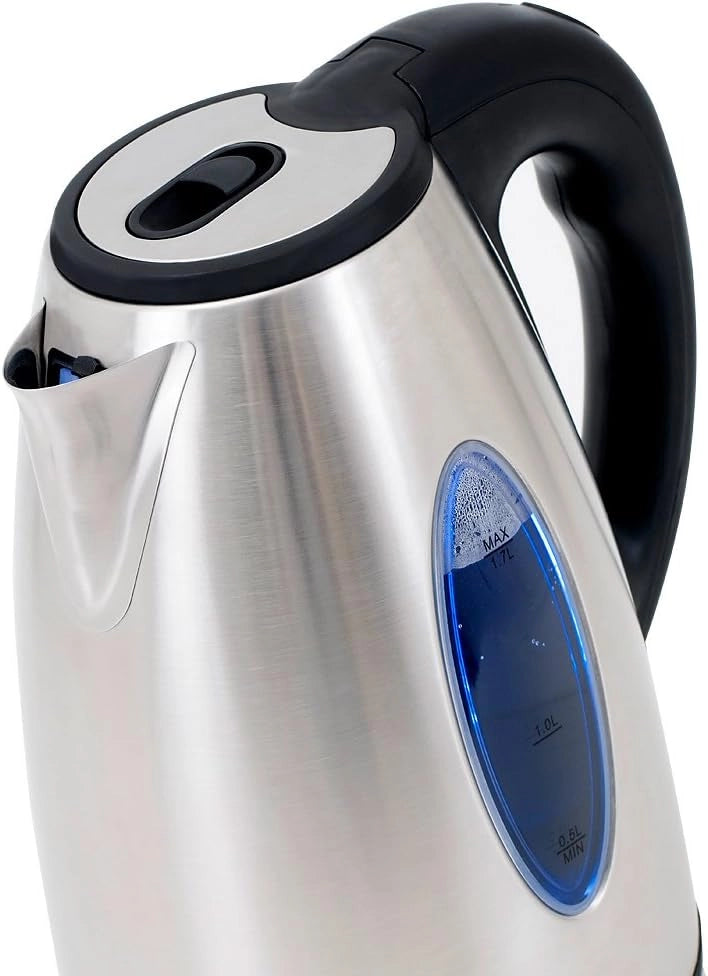 Bollitore d'acqua o tè elettrico in vetro acciaio Inox 2200W senza cavo illuminazione LED