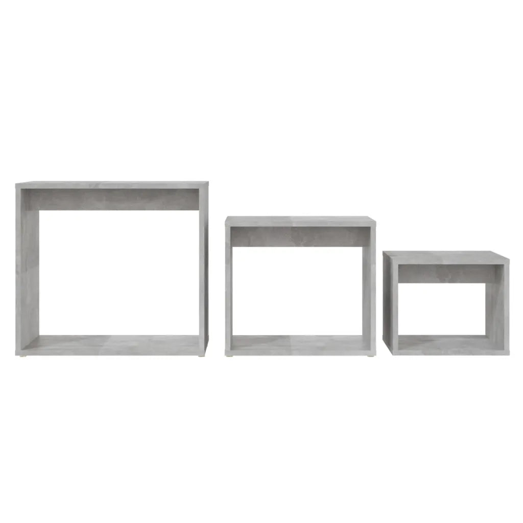 Tavolini Impilabili 3 pz Grigio Cemento in Truciolato 808580