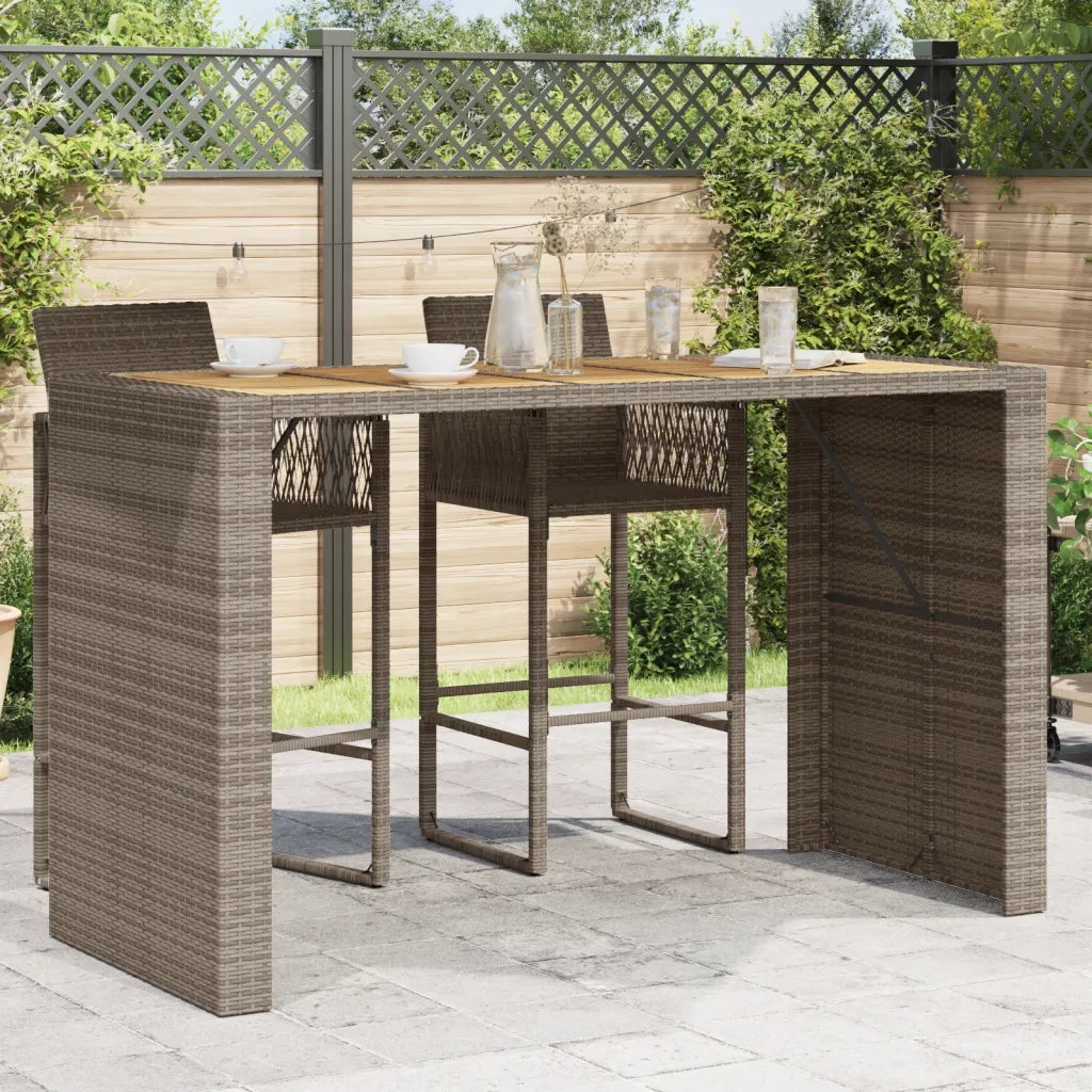 Tavolo Bar da Giardino Piano in Acacia 185x80x110 cm Polyrattan 368701