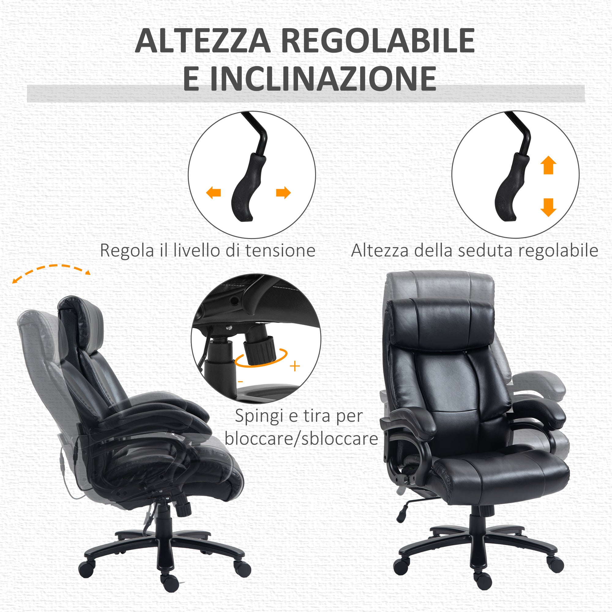 Sedia Poltrona Massaggiante da Ufficio Riscaldata con 2 Punti Massaggio e 8 Programmi Nera