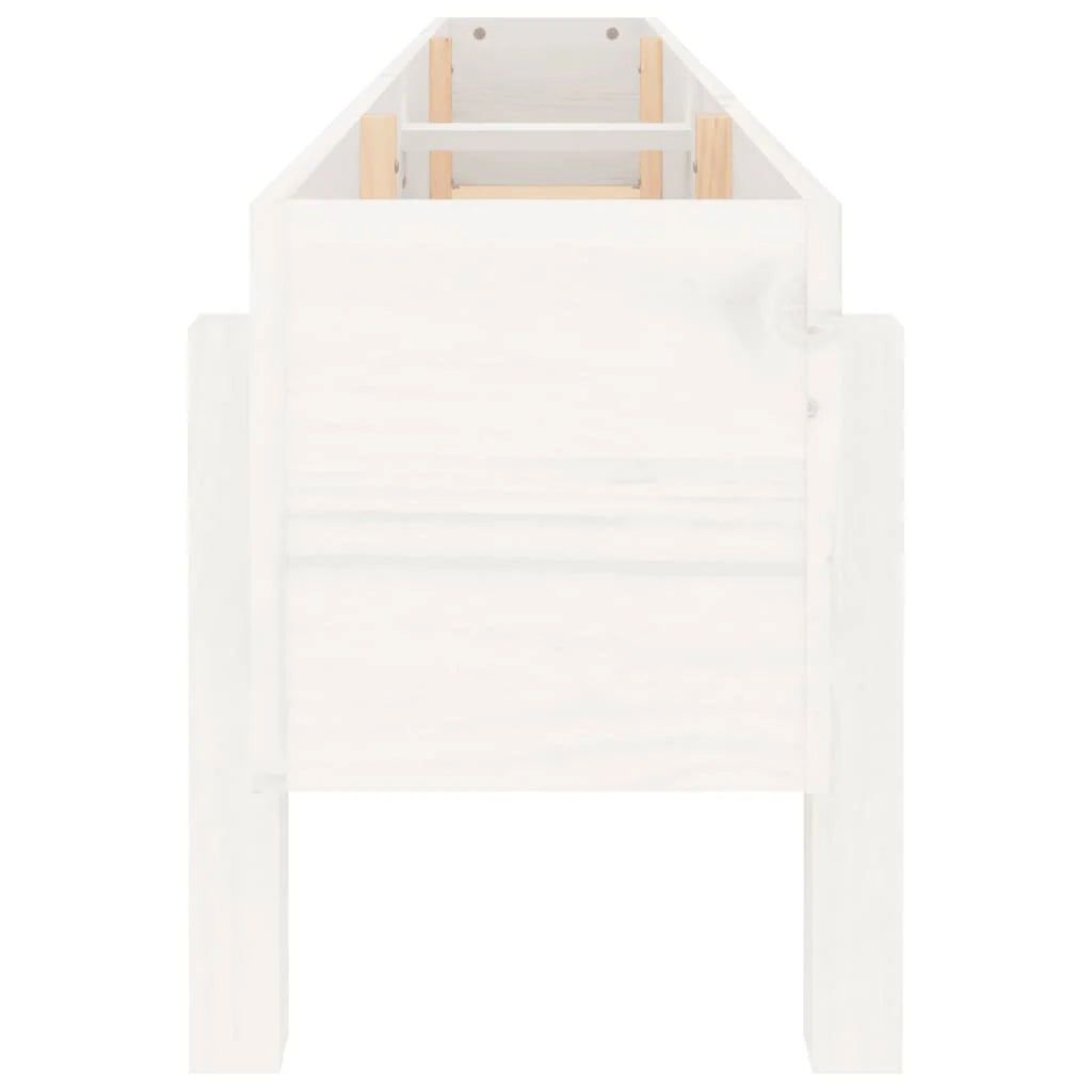 Fioriera rialzata per piante fiori patio giardino 160 x 30 x 38 cm legno di pino massiccio bianco 02_0039368
