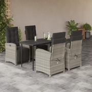 Set Pranzo da Giardino 5pz con Cuscini Grigio Chiaro Polyrattan 3212600