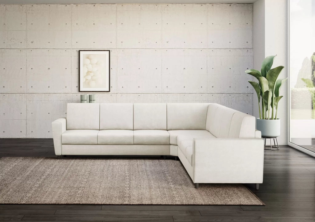 Divano yasel 3 posti  (tre sedute da 60cm) + angolo + divano 3 posti (tre sedute da 60cm) misure esterne l.288x288 | latte - Mobili 2G
