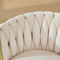 Set da 2 Sedie Girevoli a 180° con Supporto Lombare Ergonomico e Rivestimento Effetto Velluto, 56x50x70 cm, Avorio