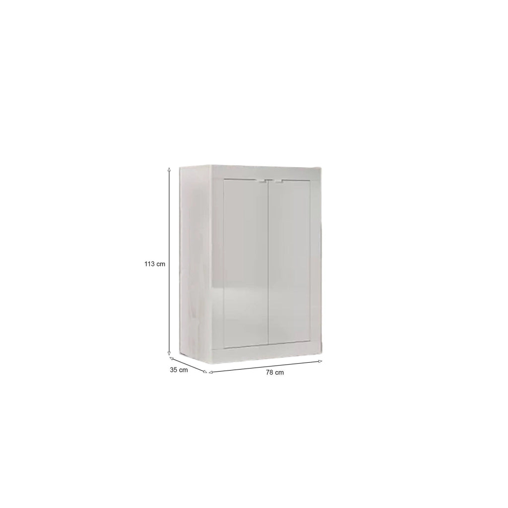 Armadio multiuso 2 ante Bienvenu, Mobile multifunzionale, Mobiletto scarpiera, Guardaroba porta scarpe, Made in Italy, 78x35 h113 cm, Bianco