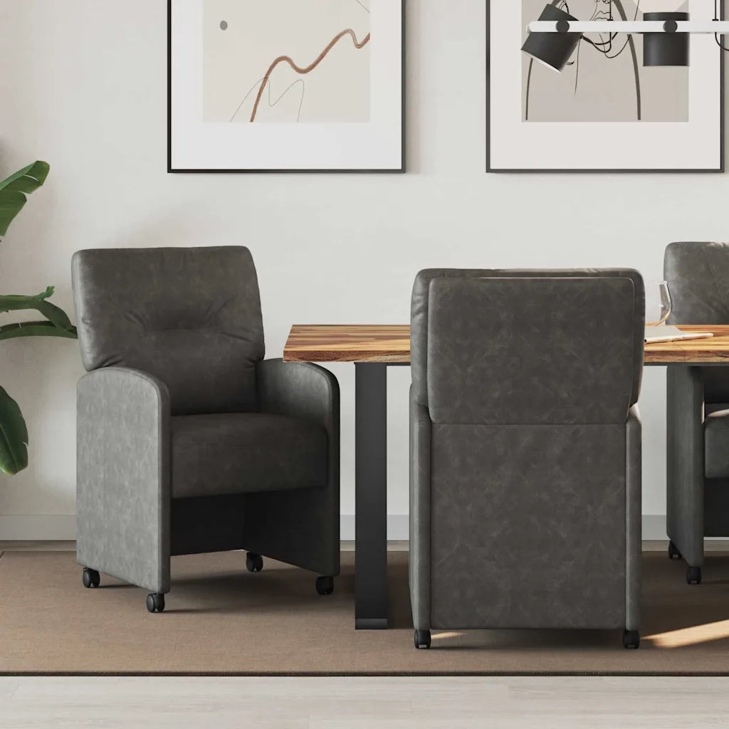 Sedie da Pranzo con Ruote con ruote 2 pcs Nero 57 x 67 x 95 cm