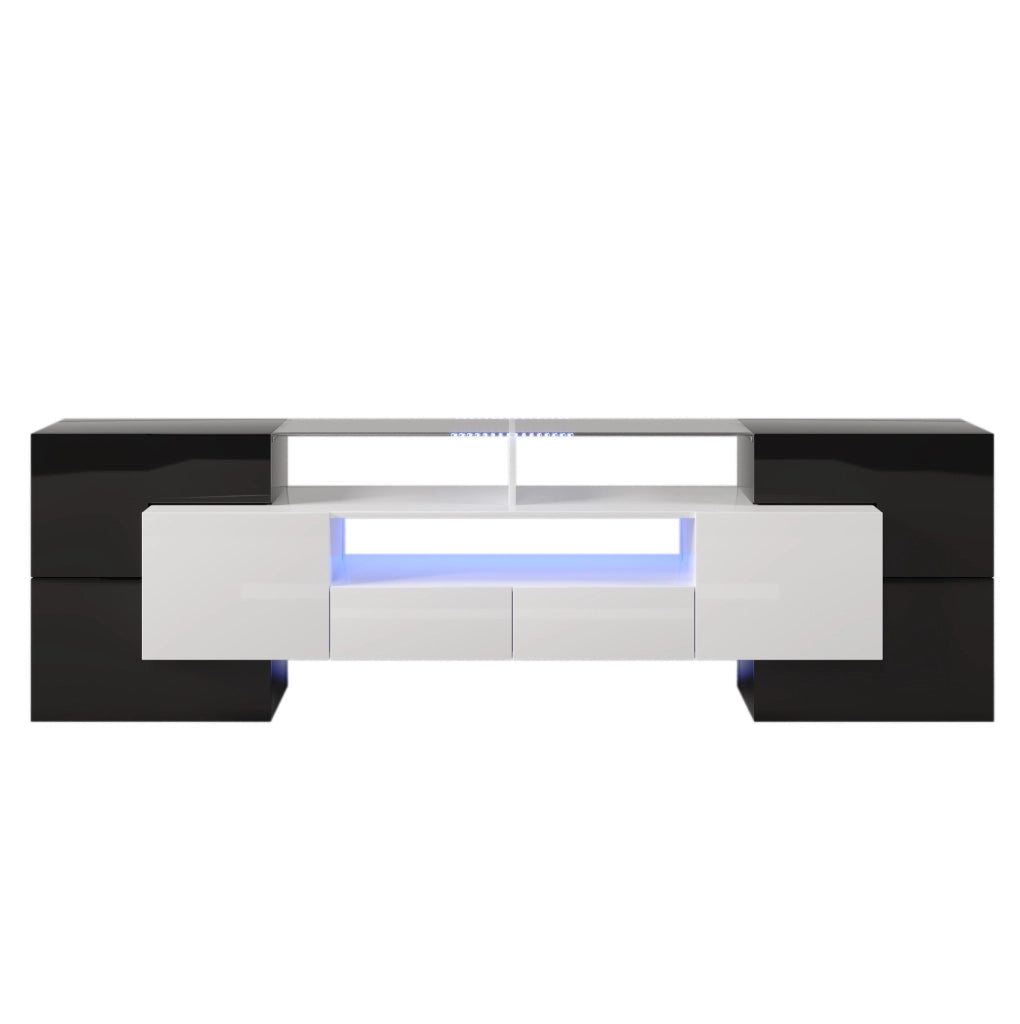 mobile TV 200 x 35 x 60 cm nero e bianco - LED multicolore, contenitore