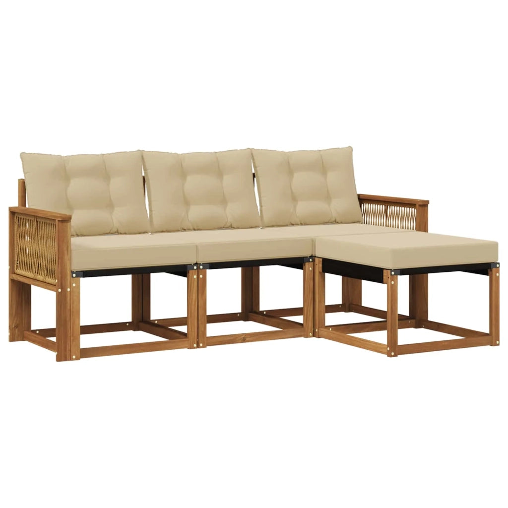 Set di divani da esterno 4 pz Naturale e Beige 3381877