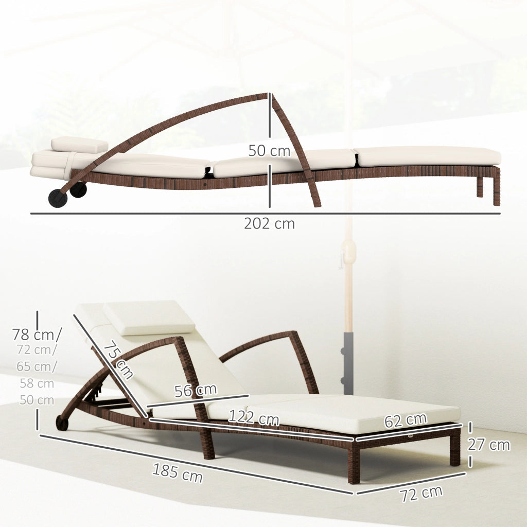 Chaise Longue Polyrattan con Cuscino e Accoudoirs ¨C Zephmum ¨C Marrone e Beige