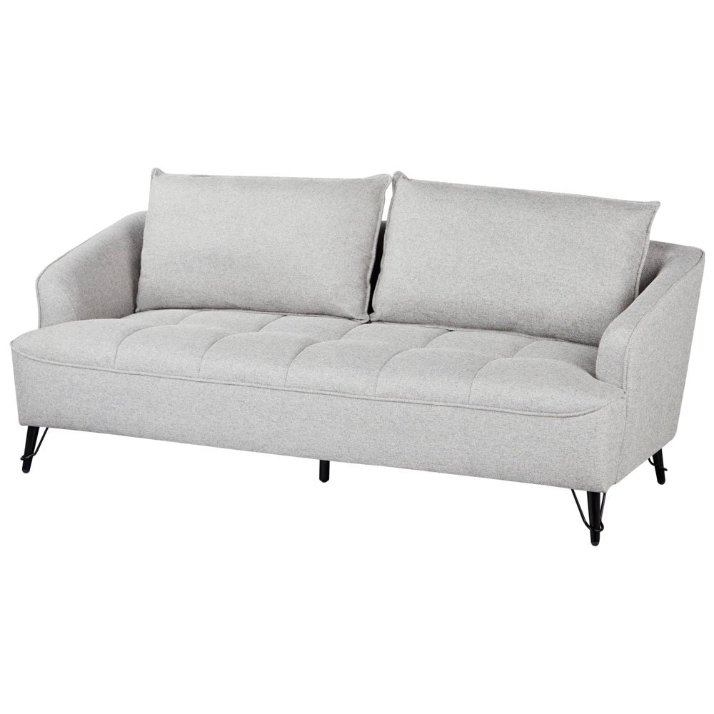 Set di divani a 2 e 3 posti in tessuto grigio chiaro con cuscini aggiuntivi stile moderno