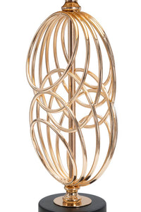 Lampada da Tavolo Circly Ø20x58,5 cm in Ferro PVC e Tessuto Oro e Nero