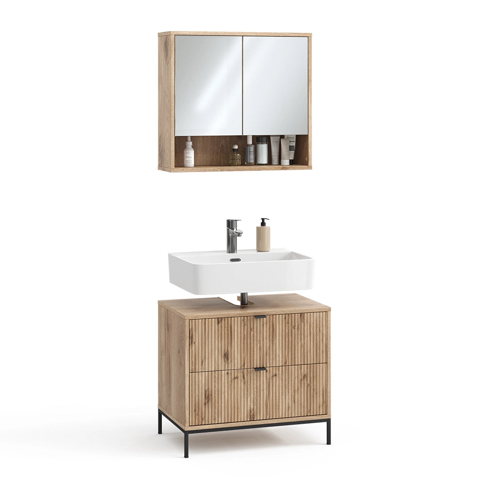 Vicco Set di mobili da bagno Quercia vichinga 2 parti