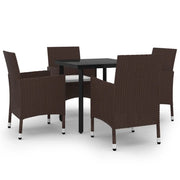 Set da Pranzo da Giardino 5 pz | Set Salotto da Giardino con Cuscini Polyrattan e Vetro