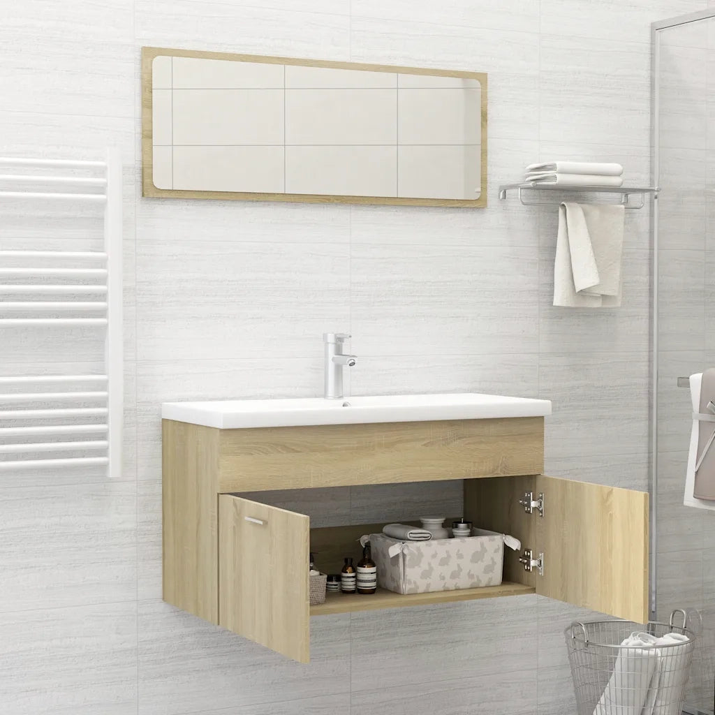 Set Mobili da Bagno 2 pz Rovere Sonoma in Legno Multistrato 804803