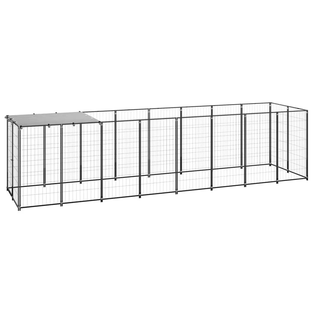 Recinto per animali da esterno per cani 4,84 m² acciaio nero 02_0000532