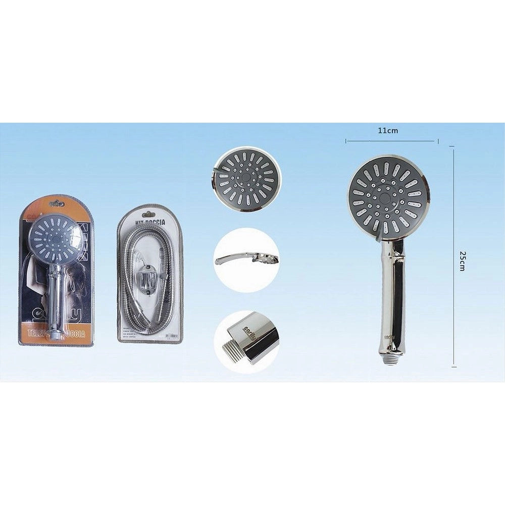 Trade Shop - Doccetta Multigetto Telefono Soffione Doccia Bagno Tubo 1,8mt Supporto Muro 52046 -