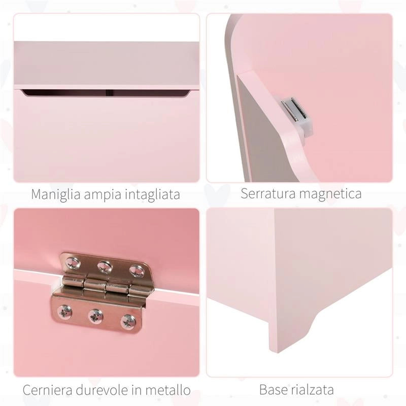 CASSAPANCA CONTENITORE PORTAGIOCHI IN LEGNO ROSA