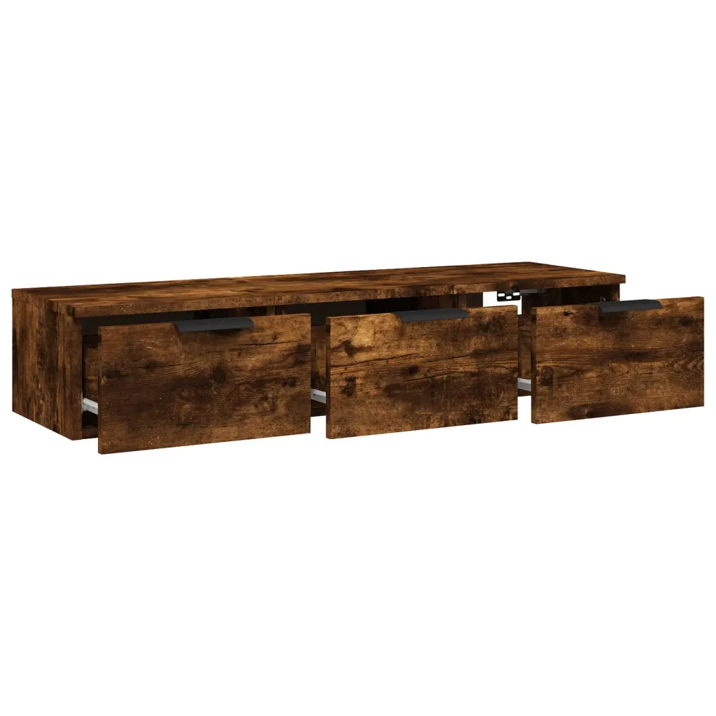 Armadietto a Muro | Mobile a Parete Rovere Fumo 102x30x20 cm in Legno Multistrato